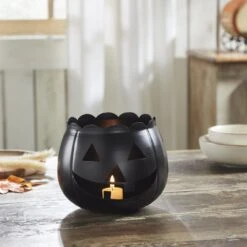 Alternative view of Jack O Lantern Candle Holder - Black 7.5x6.25