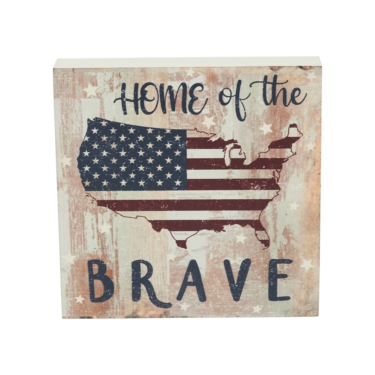 My Country Home Of The Brave American Flag On Map Block Sign - 6x6 1 My Country Home Of The Brave American Flag On Map Block Sign - 6x6