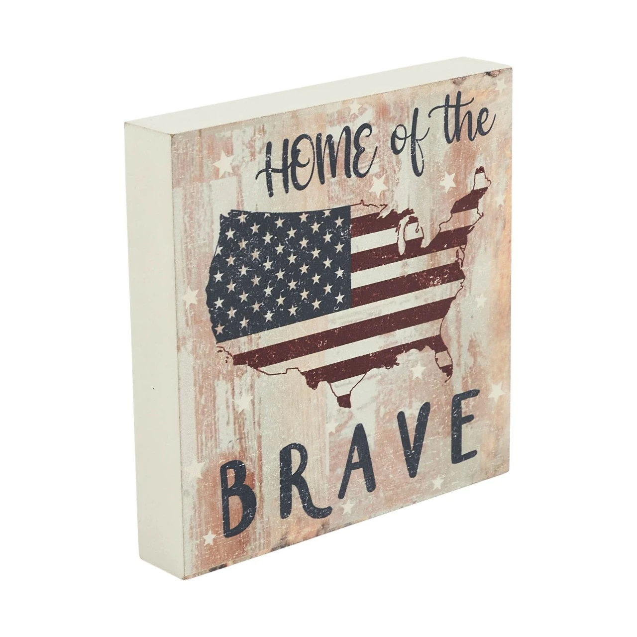 My Country Home Of The Brave American Flag On Map Block Sign - 6x6 4 My Country Home Of The Brave American Flag On Map Block Sign - 6x6 - Image 4