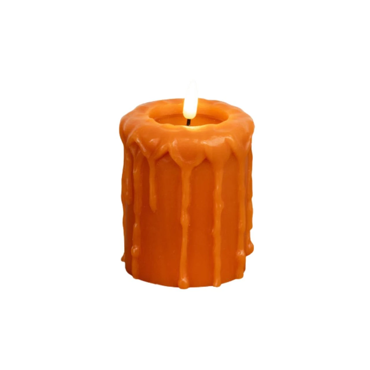Orange Timer Candle - 4" Pillar 3D Flame 1 Orange Timer Candle - 4" Pillar 3D Flame