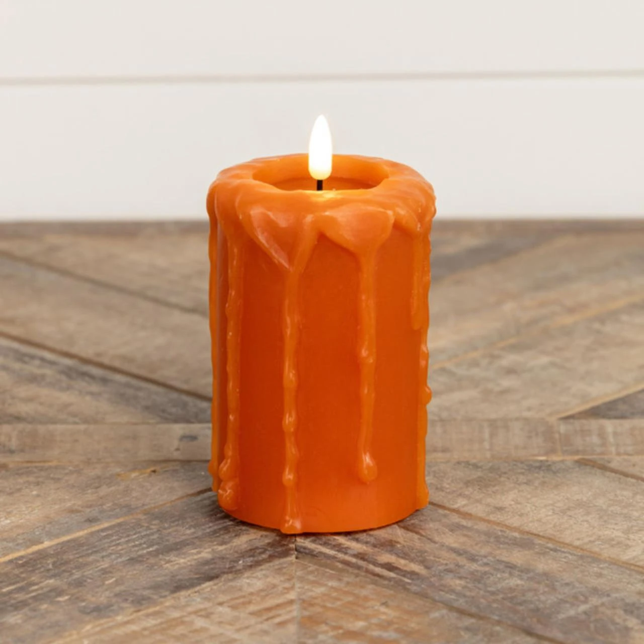 Orange Timer Candle - 5" Pillar 3D Flame 3 Orange Timer Candle - 5" Pillar 3D Flame - Image 3