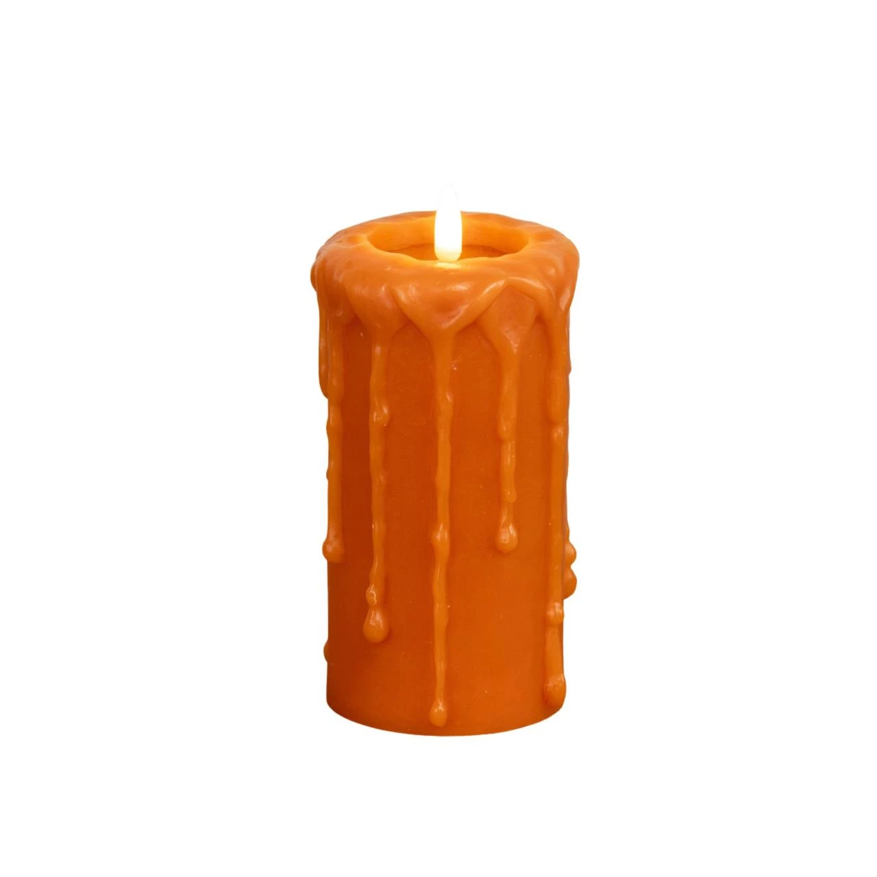 Orange Timer Candle - 6" Pillar 3D Flame 1 Orange Timer Candle - 6" Pillar 3D Flame