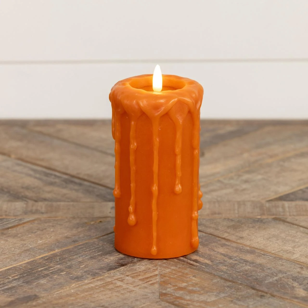 Orange Timer Candle - 6" Pillar 3D Flame 3 Orange Timer Candle - 6" Pillar 3D Flame - Image 3