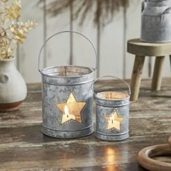 Patriotic Star Metal Candle Holders - Votive Gray Set Of 2 -Country Home Decor Store patriotic star metal candle holders votive gray set of 2 840233943213 image2 81944.1754104942