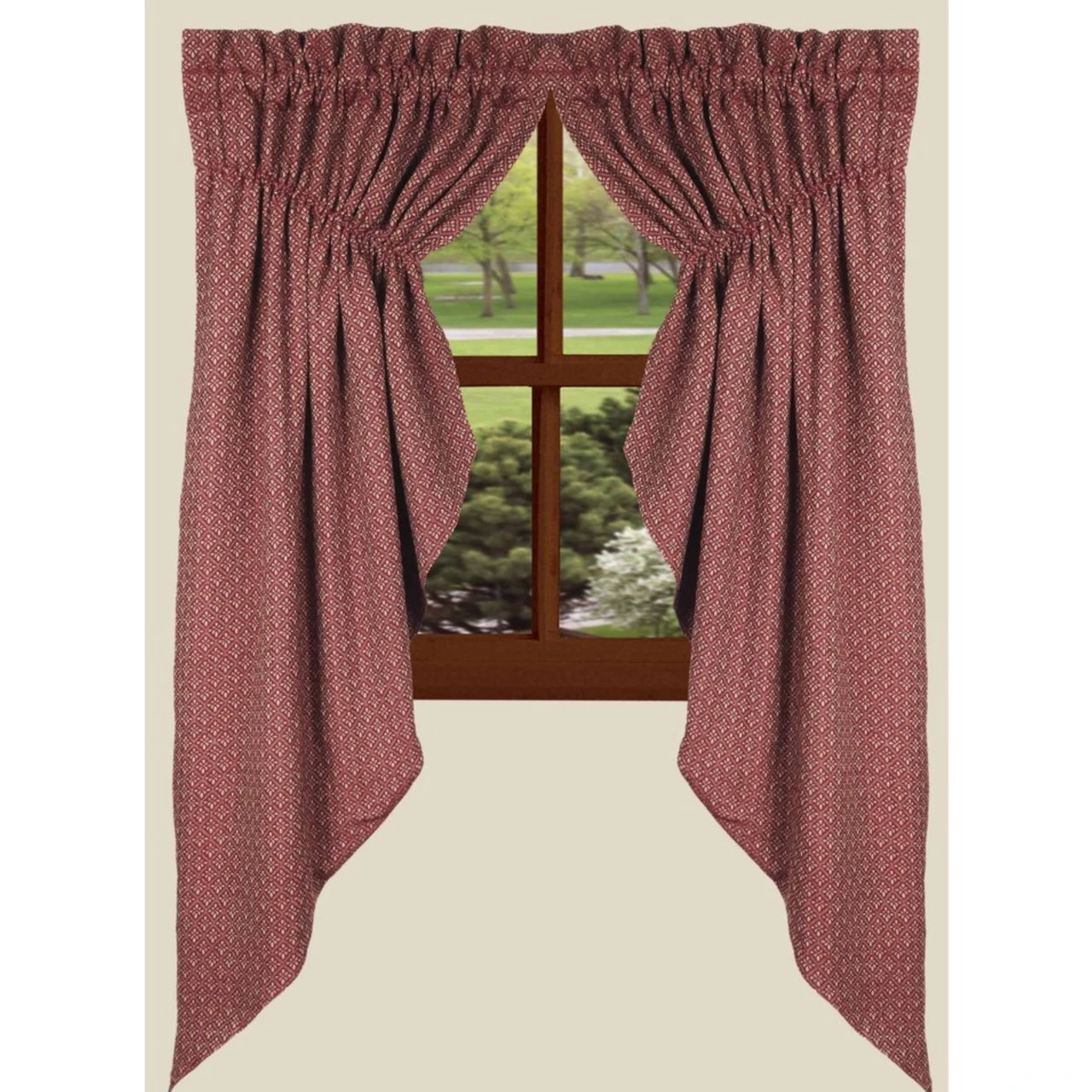 Philmont Jacquard Prairie Gathered Curtains - Barn Red 72x63 3 Philmont Jacquard Prairie Gathered Curtains - Barn Red 72x63 - Image 3