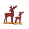 Red Plaid Wooden Reindeer - Set Of 2