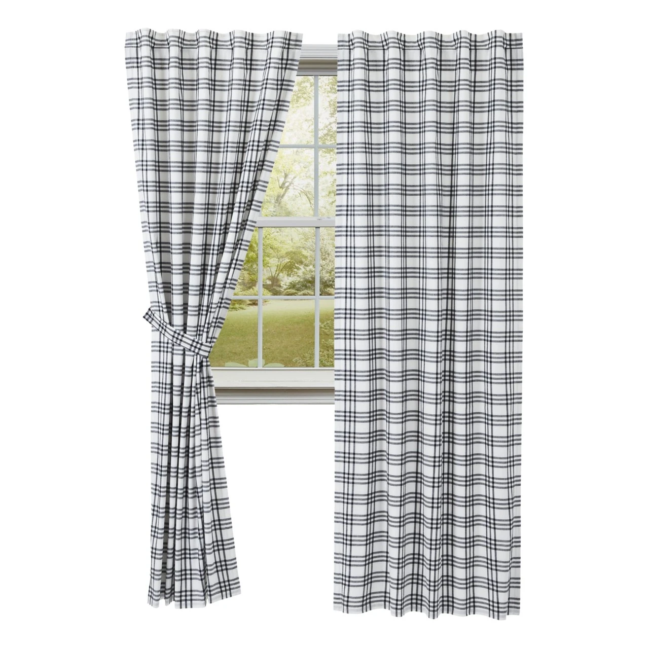 Sawyer Mill Black Plaid Panels - 80x84 1 Sawyer Mill Black Plaid Panels - 80x84
