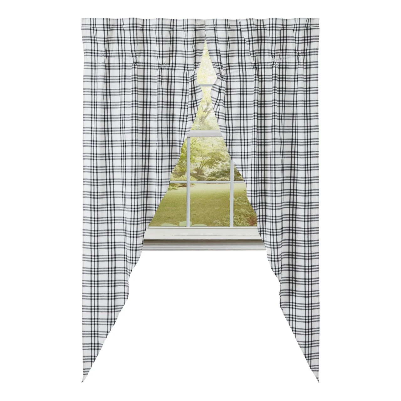 Sawyer Mill Black Plaid Prairie Gathered Curtains - 72x84 1 Sawyer Mill Black Plaid Prairie Gathered Curtains - 72x84