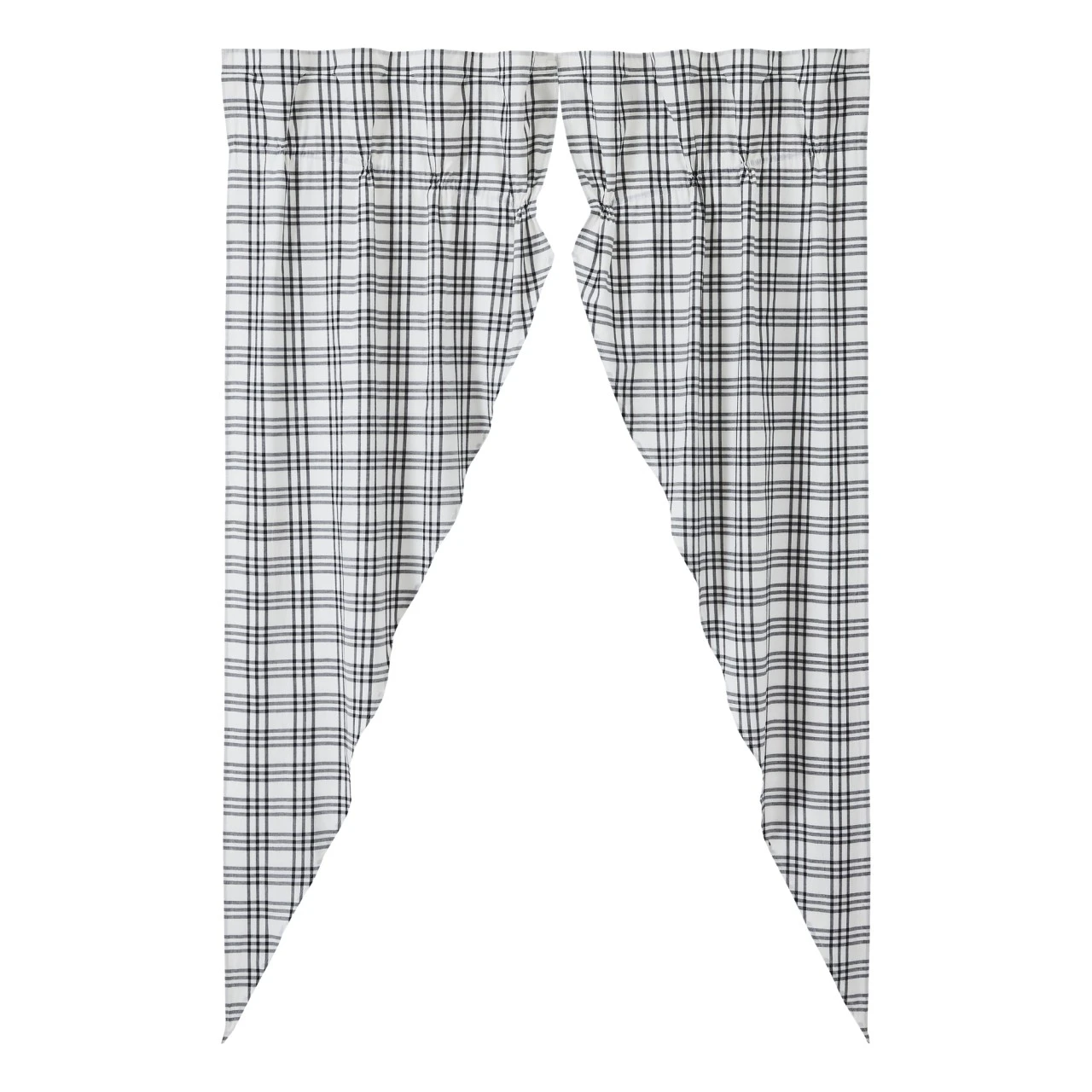 Sawyer Mill Black Plaid Prairie Gathered Curtains - 72x84 2 Sawyer Mill Black Plaid Prairie Gathered Curtains - 72x84 - Image 2