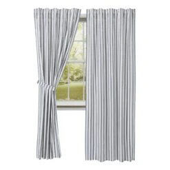 Sawyer Mill Black Ticking Stripe Panels - 80x84