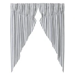 Alternative view of Sawyer Mill Black Ticking Stripe Prairie Gathered Curtains - 72x63