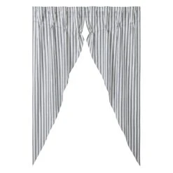 Alternative view of Sawyer Mill Black Ticking Stripe Prairie Gathered Curtains - 72x84