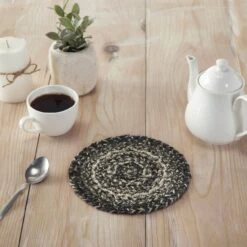 Alternative view of Sawyer Mill Black & White Jute Trivets - 8" Set Of 2