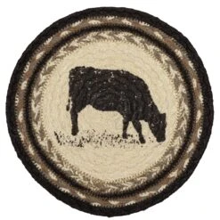 Sawyer Mill Charcoal Cow Jute Trivet - Set Of 2