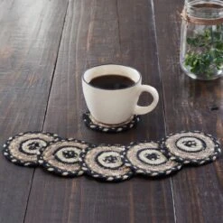 Alternative view of Sawyer Mill Charcoal Creme Jute Coasters - Set Of 6
