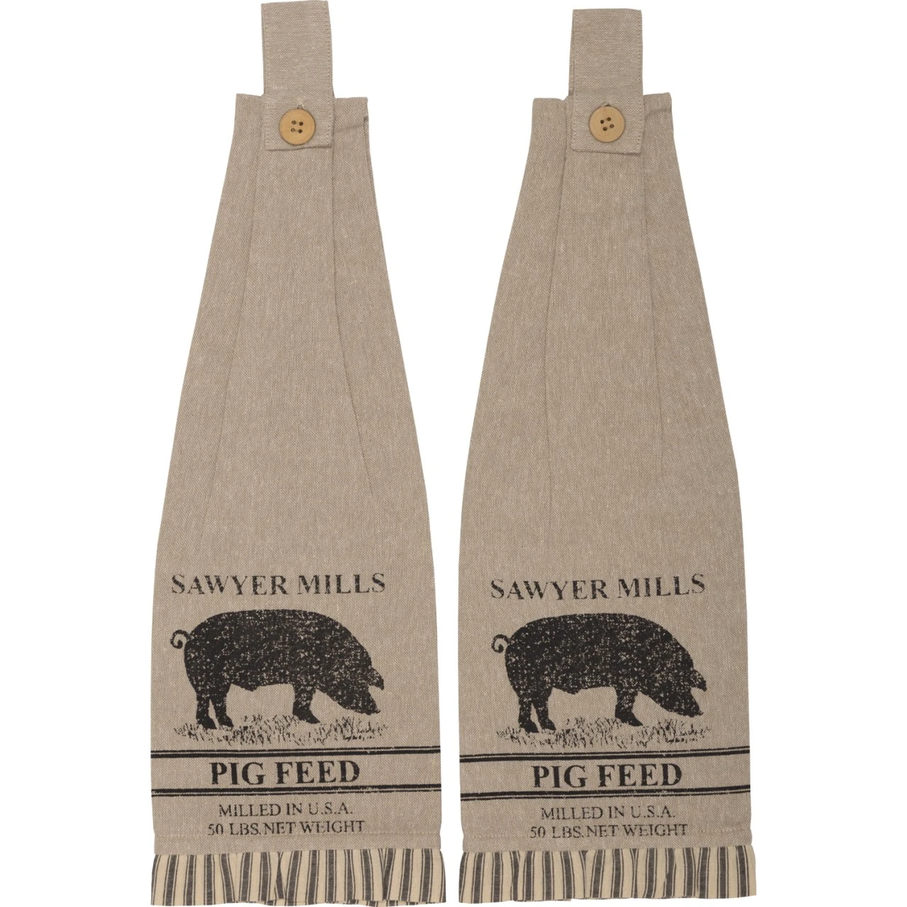 Sawyer Mill Charcoal Pig Tab Towels - Set Of 2 1 Sawyer Mill Charcoal Pig Tab Towels - Set Of 2