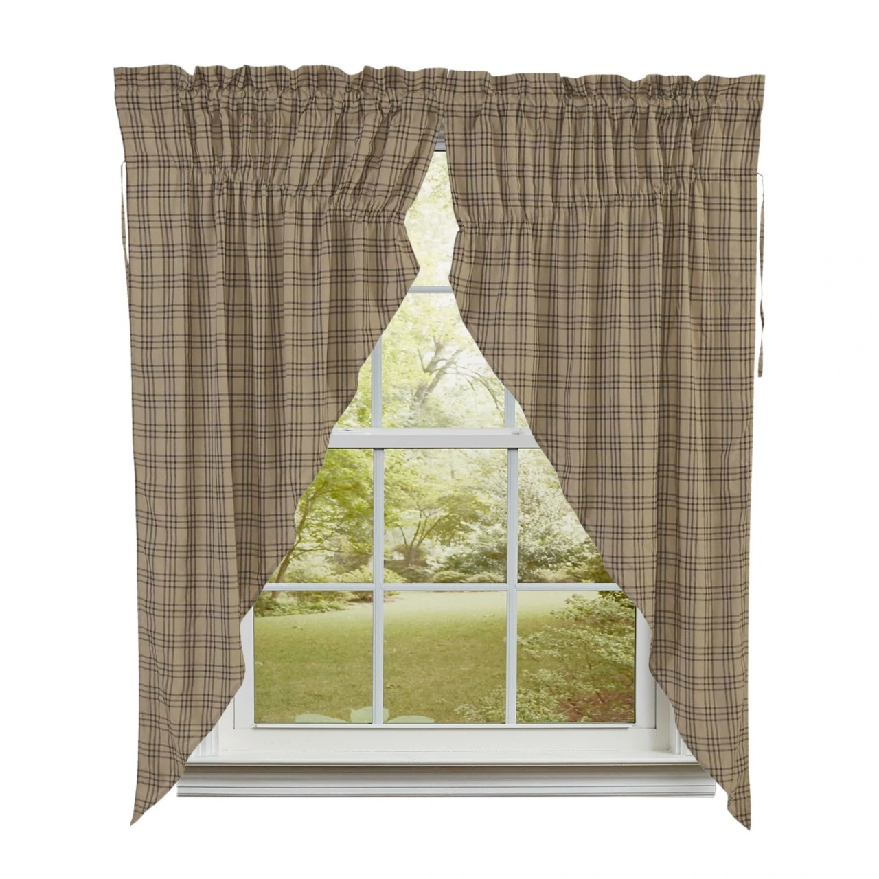 Sawyer Mill Charcoal Prairie Gathered Curtains - 72x63 1 Sawyer Mill Charcoal Prairie Gathered Curtains - 72x63