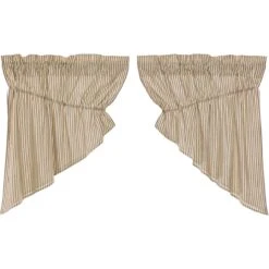 Alternative view of Sawyer Mill Charcoal Ticking Stripe Prairie Gathered Curtains - 72x36