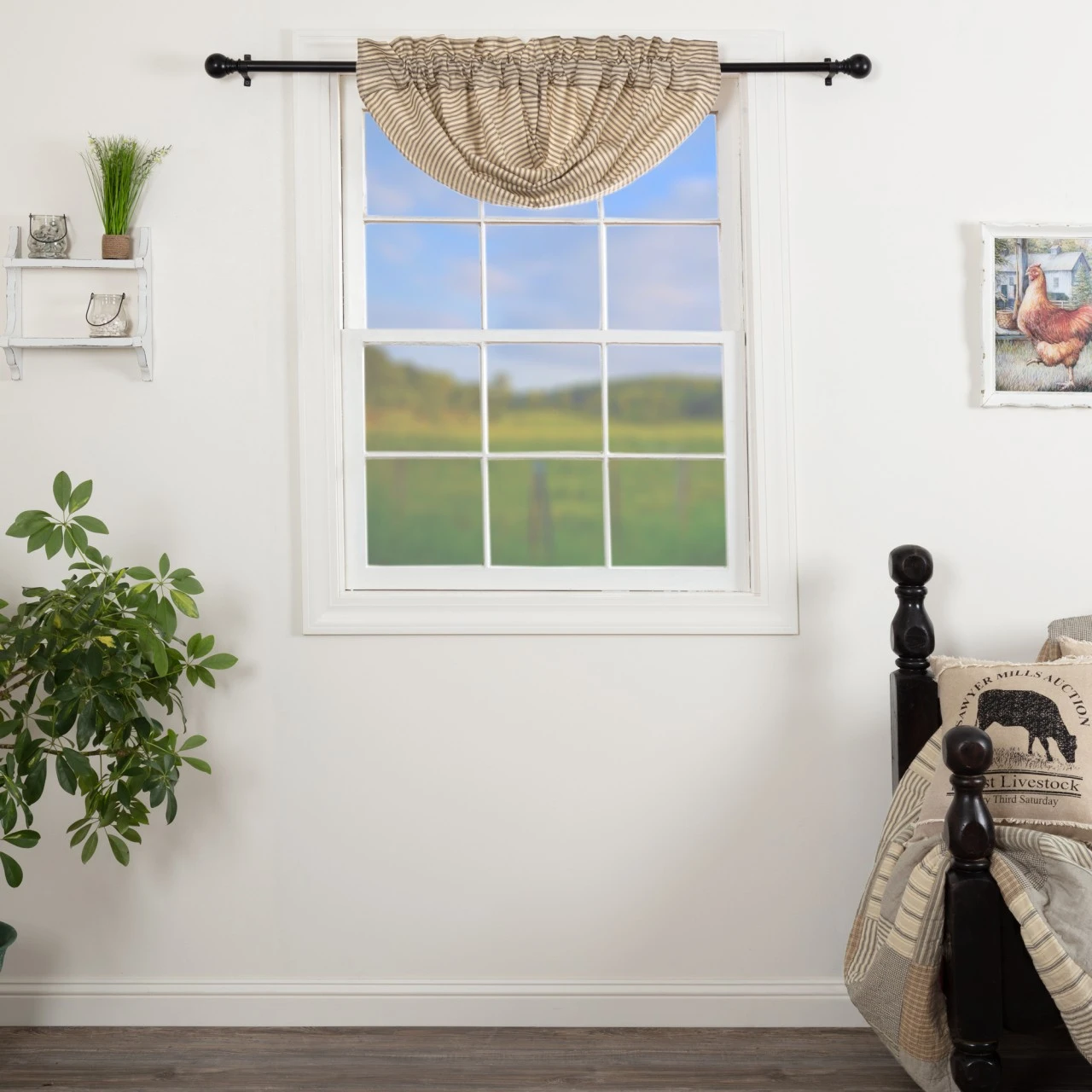 Sawyer Mill Charcoal Ticking Stripe Valance - Balloon 60x15 3 Sawyer Mill Charcoal Ticking Stripe Valance - Balloon 60x15 - Image 3