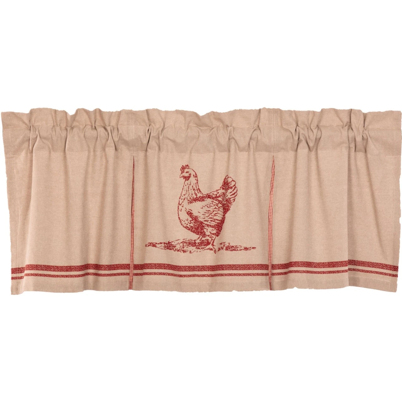 Sawyer Mill Red Chicken Valance - Pleated 60x20 2 Sawyer Mill Red Chicken Valance - Pleated 60x20 - Image 2