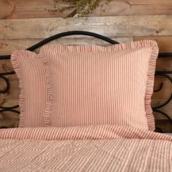 Sawyer Mill Red Ticking Stripe Pillow Sham - Euro Fabric 4 Sawyer Mill Red Ticking Stripe Pillow Sham - Euro Fabric -Country Home Decor Store sawyer mill red ticking stripe pillow sham euro fabric 840528180958 image2 48659.1754087865