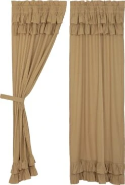 Alternative view of Simple Life Flax Khaki Panels - Ruffled 80x84