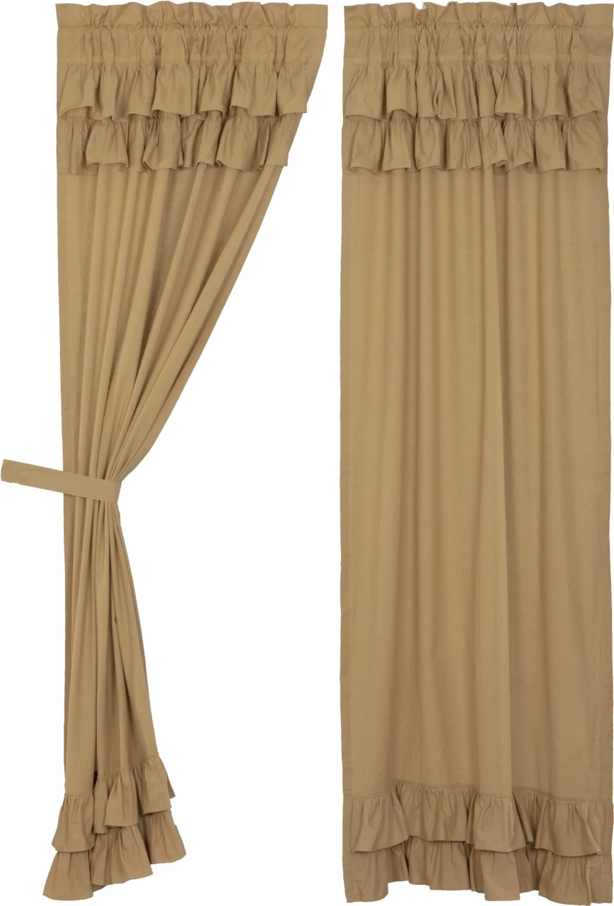 Simple Life Flax Khaki Panels - Ruffled 80x84 2 Simple Life Flax Khaki Panels - Ruffled 80x84 - Image 2