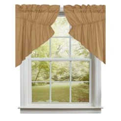 Simple Life Flax Khaki Prairie Gathered Curtains - 72x36