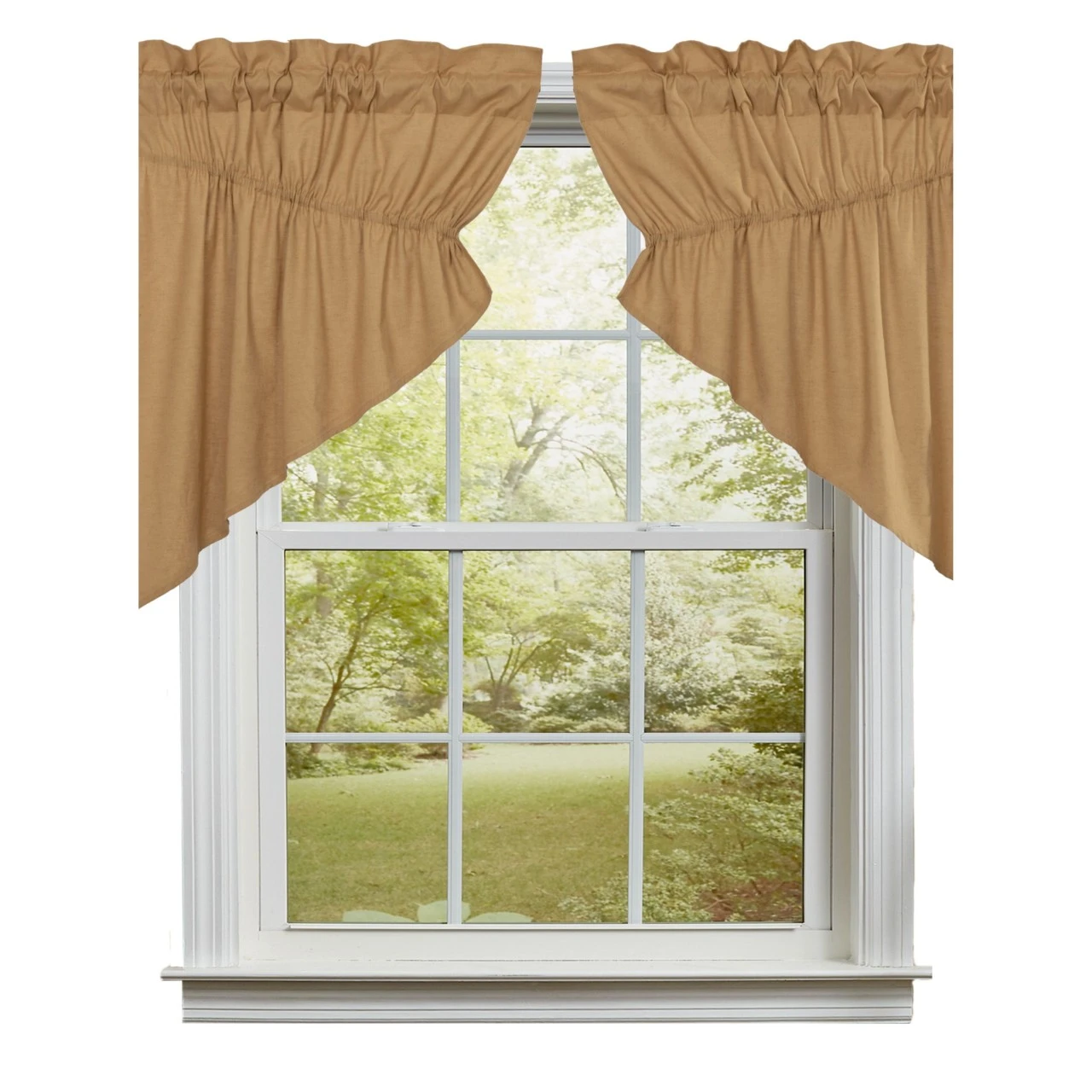 Simple Life Flax Khaki Prairie Gathered Curtains - 72x36 1 Simple Life Flax Khaki Prairie Gathered Curtains - 72x36