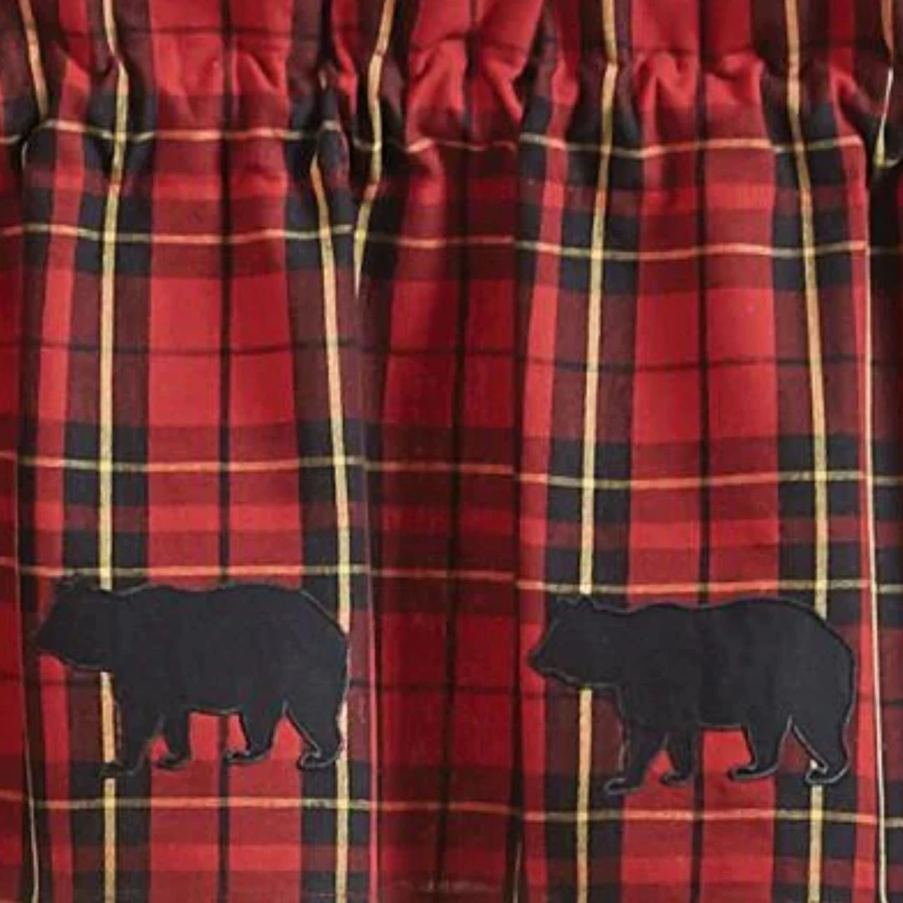 Sportsman Plaid Appliqued Bear Valance - 60x14 4 Sportsman Plaid Appliqued Bear Valance - 60x14 - Image 4