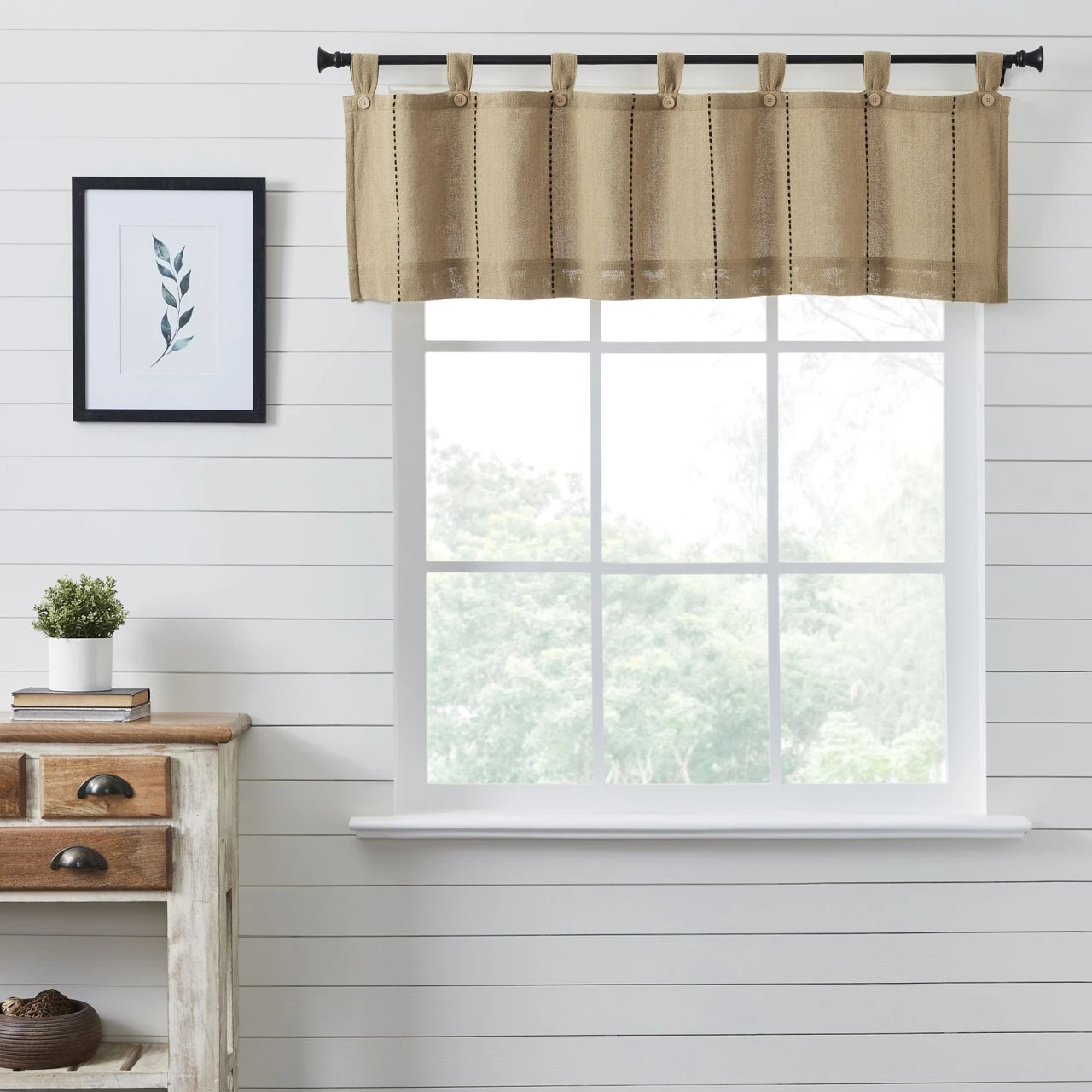 Stitched Burlap Natural Valance - 72x16 3 Stitched Burlap Natural Valance - 72x16 - Image 3