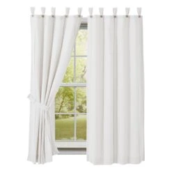 Stitched Burlap White Panels - Set Of 2 72x63