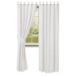 Stitched Burlap White Panels - Set Of 2 80x84