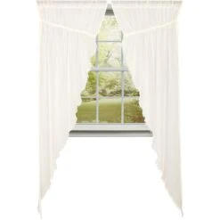 Tobacco Cloth Antique White Prairie Gathered Curtains - 72x84