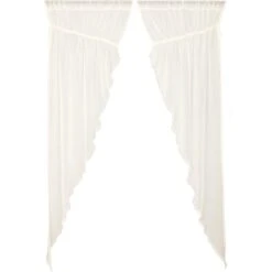 Alternative view of Tobacco Cloth Antique White Prairie Gathered Curtains - 72x84
