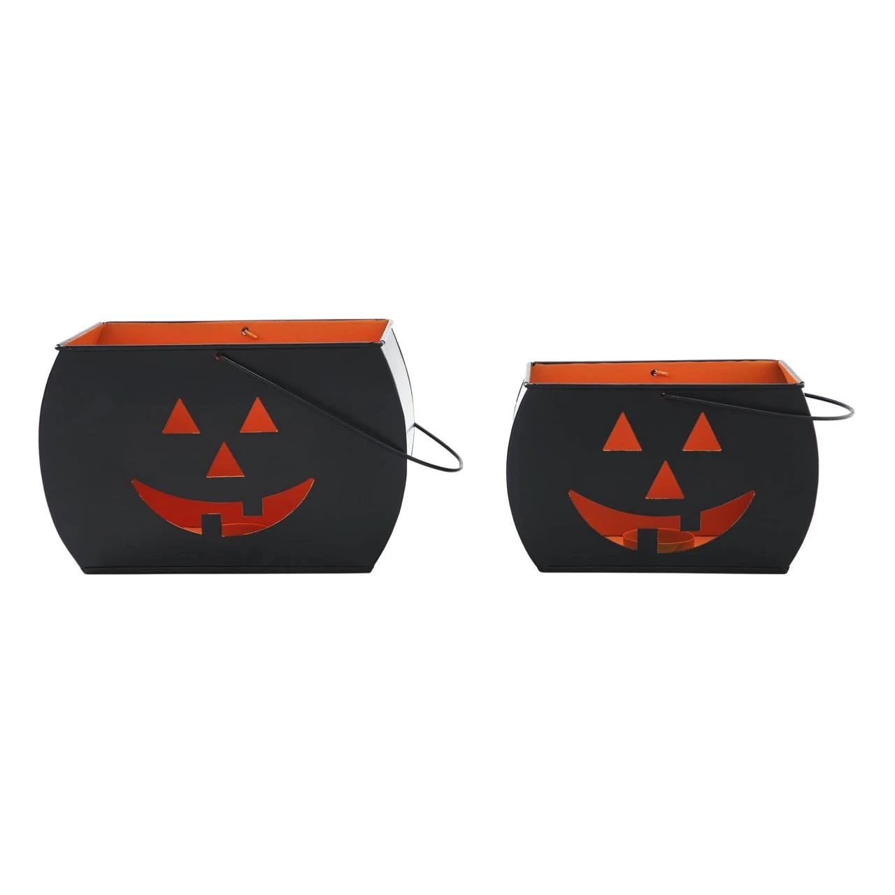 Trick Or Treat Tealight Holders - Black Set Of 2 1 Trick Or Treat Tealight Holders - Black Set Of 2