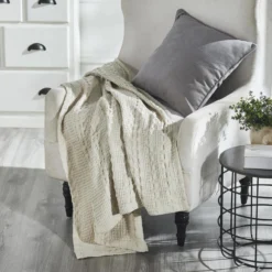 Alternative view of VHC Brands Waffle Weave Natural Throw Blanket - 50x60
