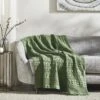 VHC Brands Waffle Weave Olive Green Throw Blanket - 50x60