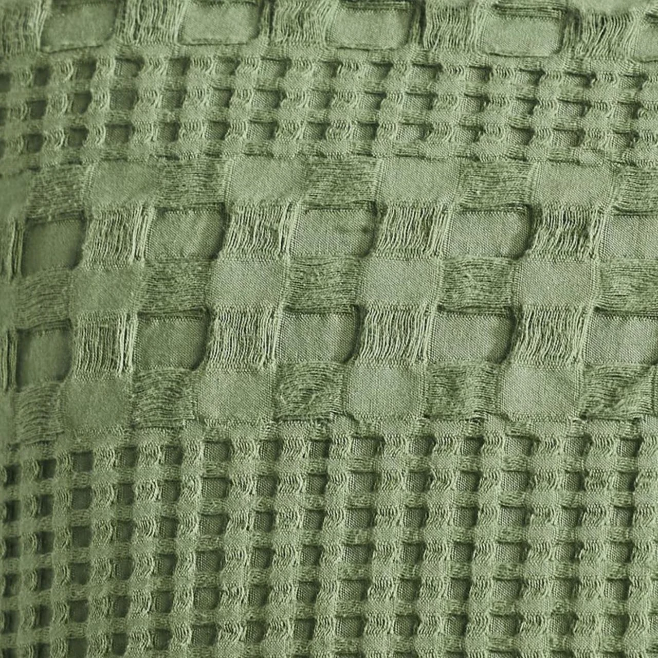 VHC Brands Waffle Weave Olive Green Throw Blanket - 50x60 3 VHC Brands Waffle Weave Olive Green Throw Blanket - 50x60 - Image 3