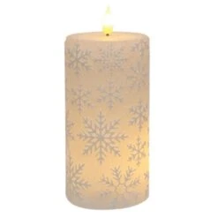 Alternative view of White Snowflake Timer Candle - 6" LED Pillar