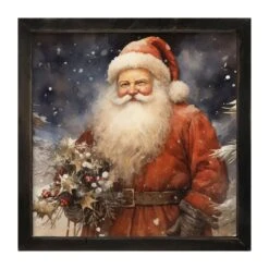 Winter Night Santa- Black Frame 25x25 - FINAL SALE - NO RETURNS