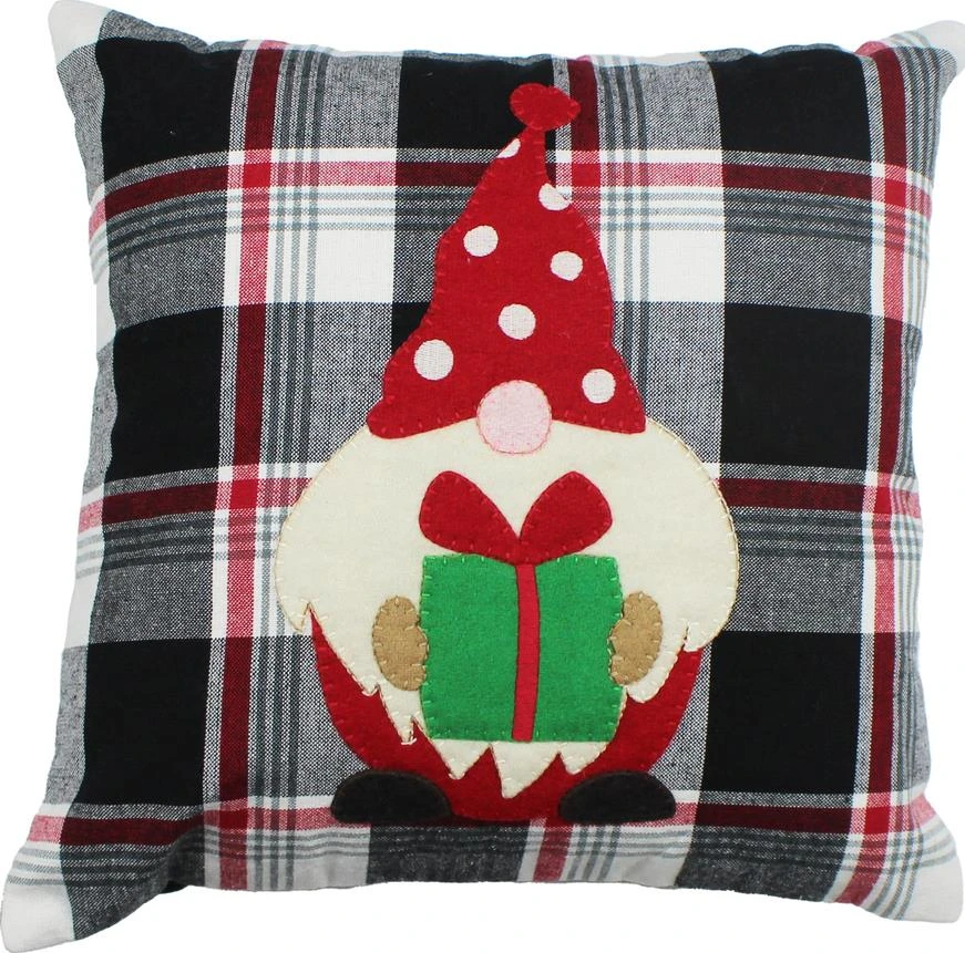 Winter Plaid Pillow With Fill - Gnome 14x14 - FINAL SALE - NO RETURNS 1 Winter Plaid Pillow With Fill - Gnome 14x14 - FINAL SALE - NO RETURNS