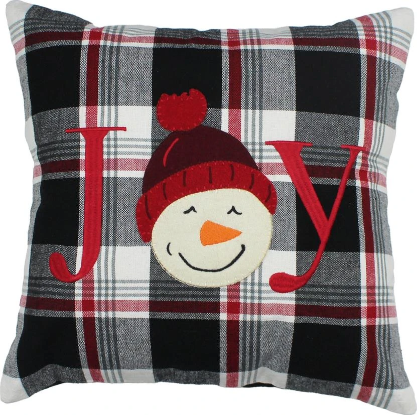 Winter Plaid Pillow With Fill - Joy 14x14 - FINAL SALE - NO RETURNS 1 Winter Plaid Pillow With Fill - Joy 14x14 - FINAL SALE - NO RETURNS