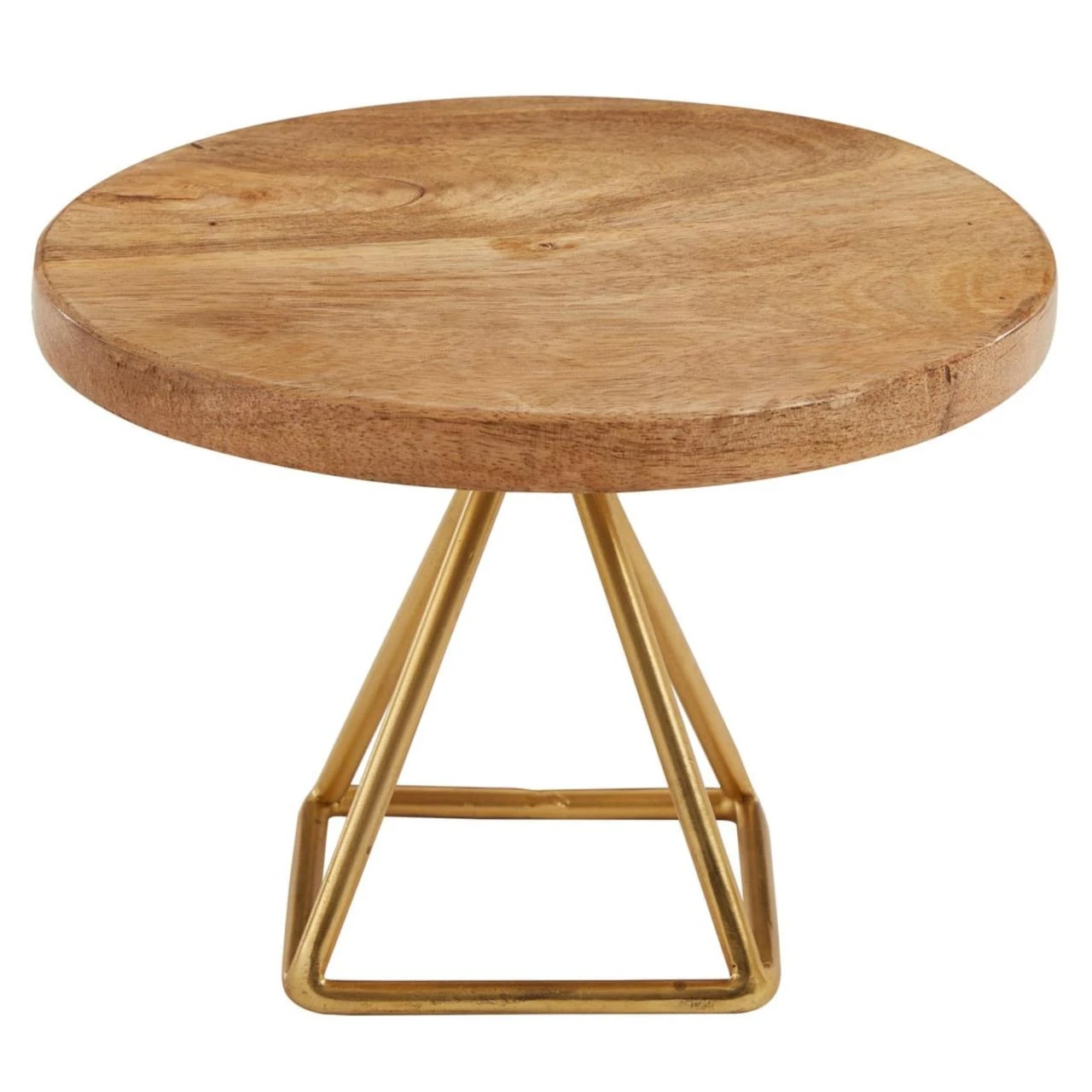 Wood / Gold Triangle Serving Stand - Short 6" 1 Wood / Gold Triangle Serving Stand - Short 6"