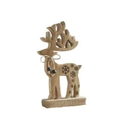 Wooden Snowflake Reindeer - Natural 8x16