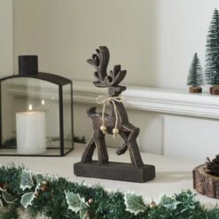 Alternative view of Woodland Winter Dark Wooden Reindeer - 7x11