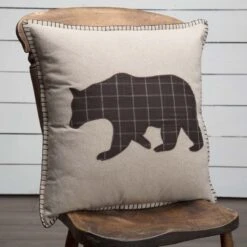 Alternative view of Wyatt Bear Applique Pillow - 18x18